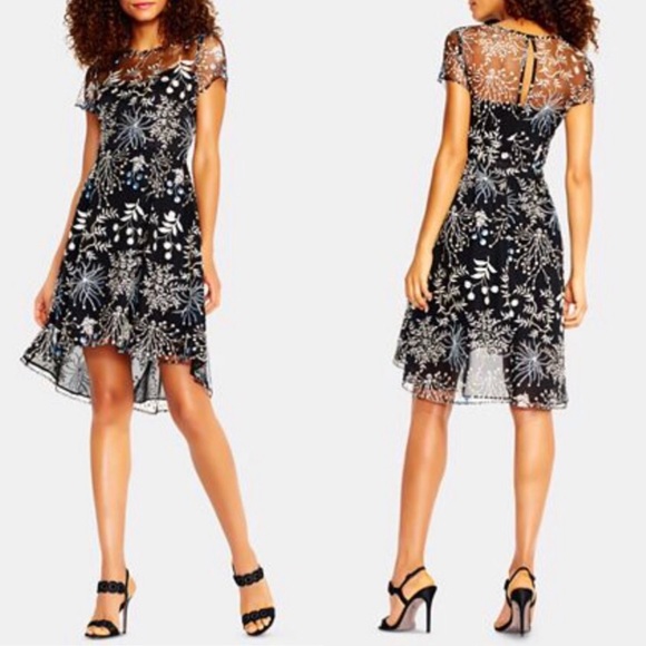 Adrianna Papell Dresses & Skirts - Adrianna Papell Black Embroidered Floral Dress